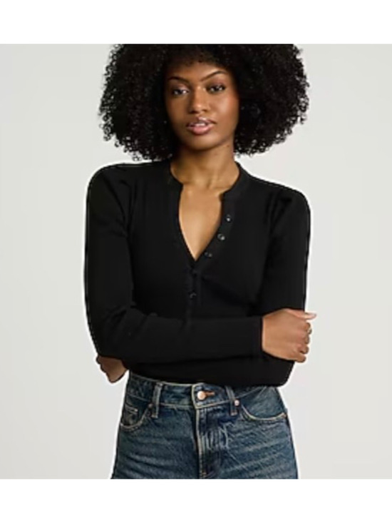 Express Tops - Express Ribbed Puff Sleeve Bodysuit Size XL Black NWT Minimalist Basic Work Fall